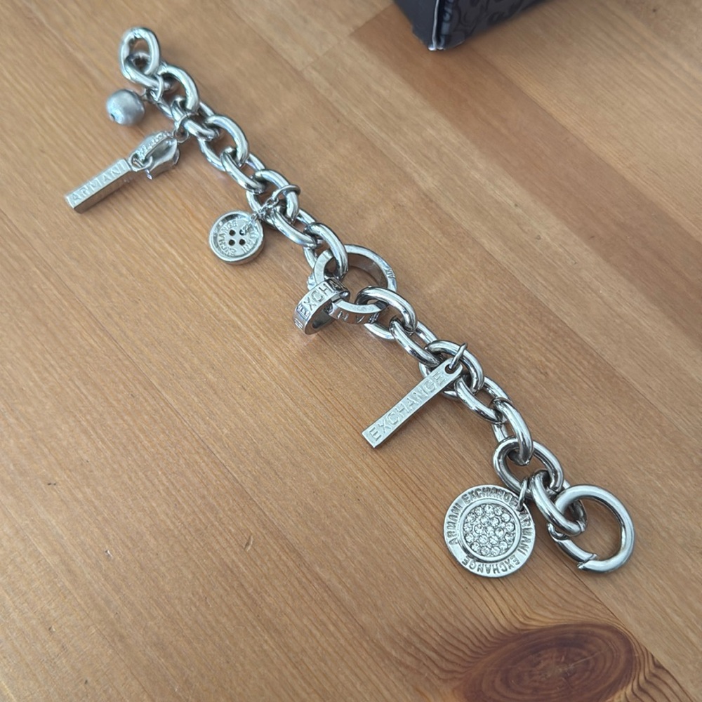 Chunky Armani Exchange Charm Bracelet silver color
